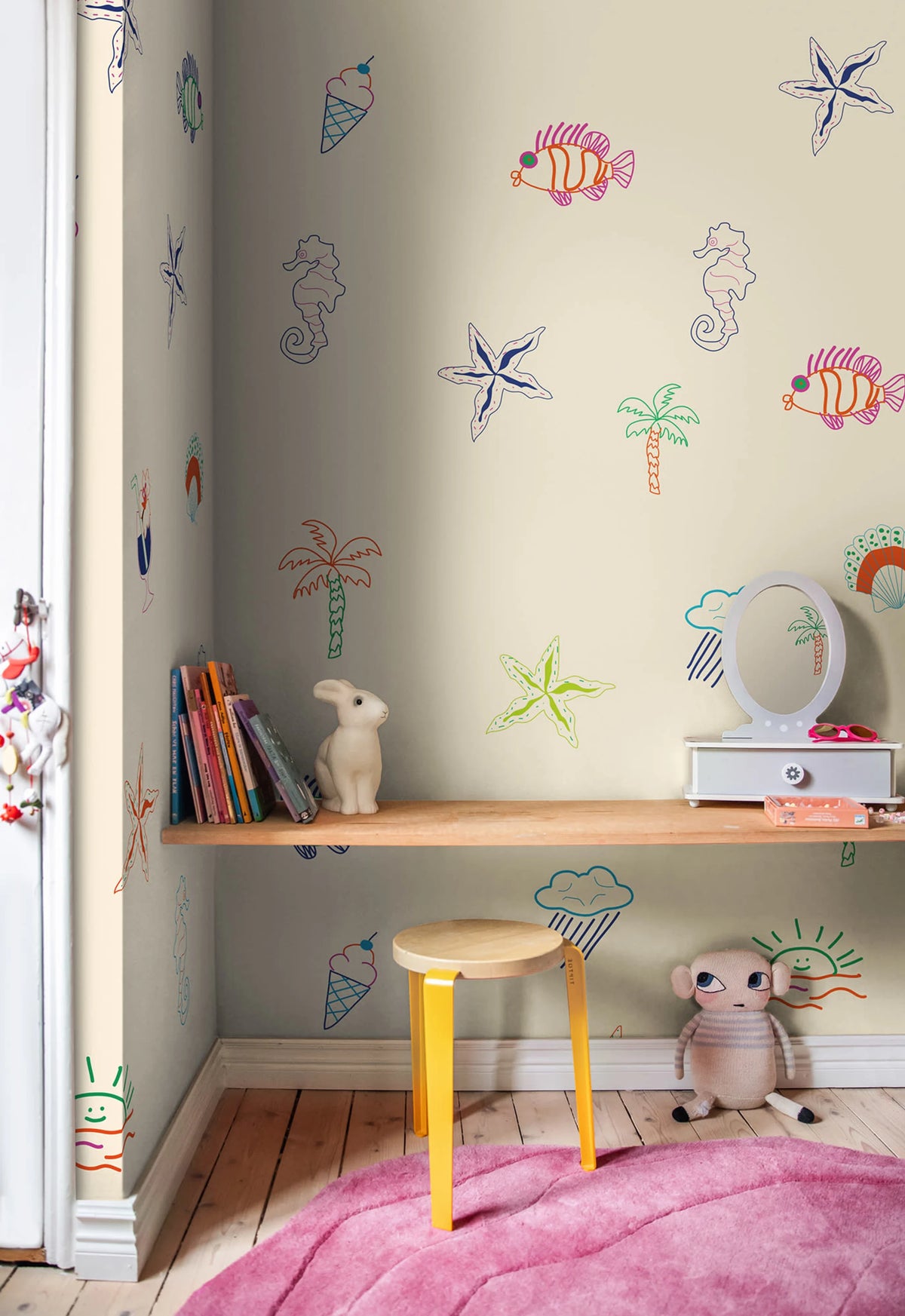 Summer Lo-Fi, Beige Mural Wallpaper - room preview 02