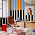 Striped, Orange & Blue Mural Wallpaper - room preview 02