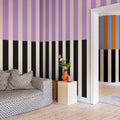 Striped, Pink & Lilac Mural Wallpaper - room preview 02