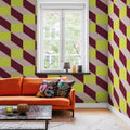 Filled Optic, Green & Yellow Mural Wallpaper - room preview 02
