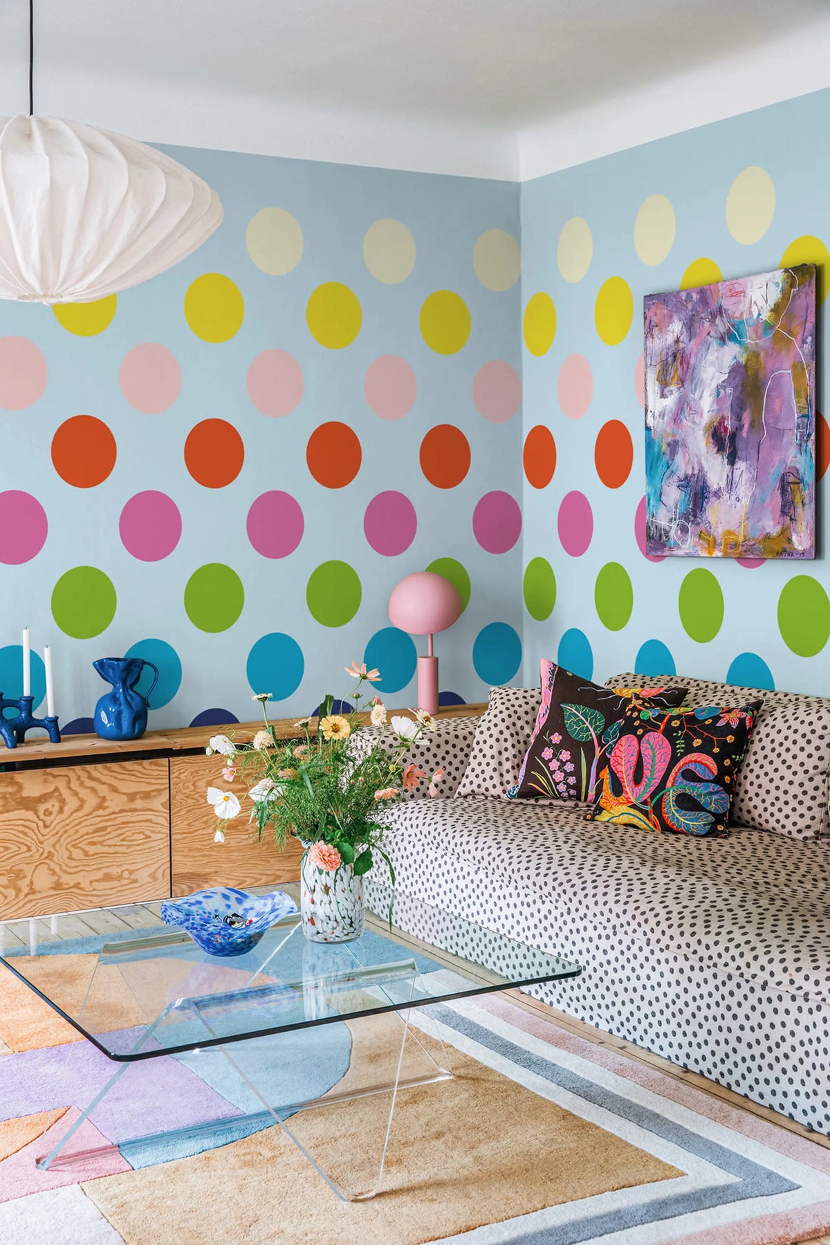 Big Dots, Rainbow Mural Wallpaper - room preview 02