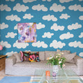 Cloudy, Blue Mural Wallpaper - room preview 02