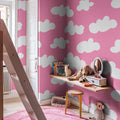 Cloudy, Happy Pink Mural Wallpaper - room preview 02