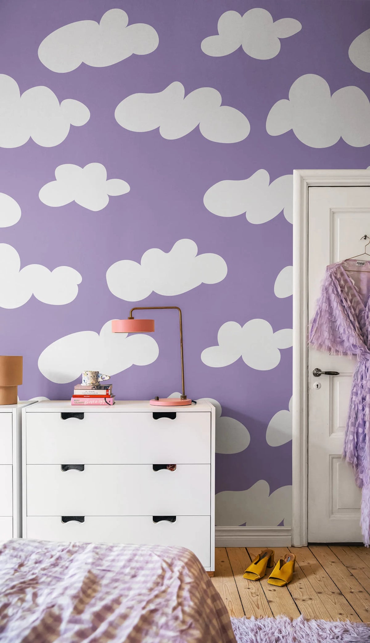Cloudy, Lilac Mural Wallpaper - room preview 02