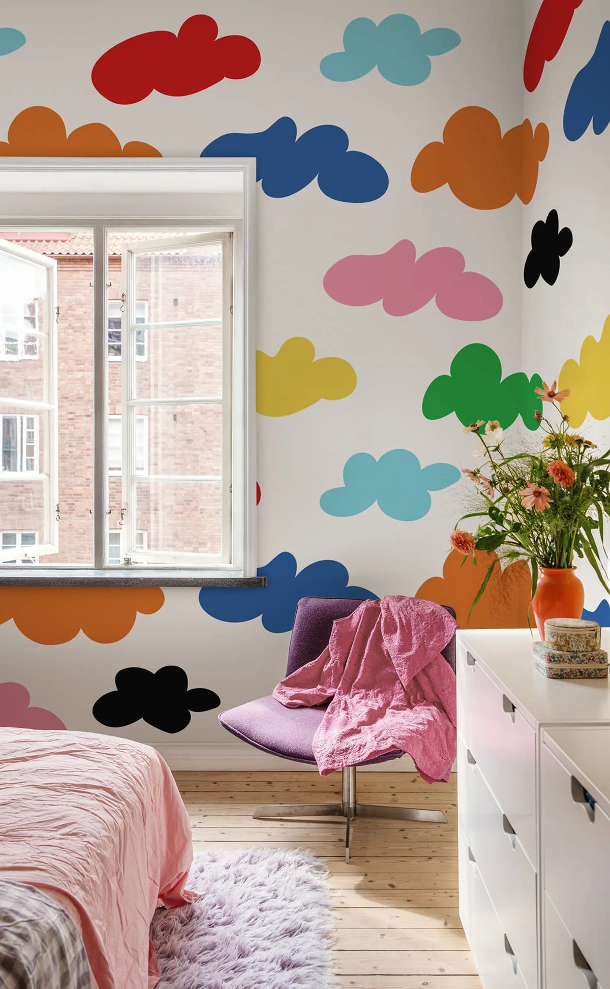Cloudy, Rainbow Mural Wallpaper - room preview 02