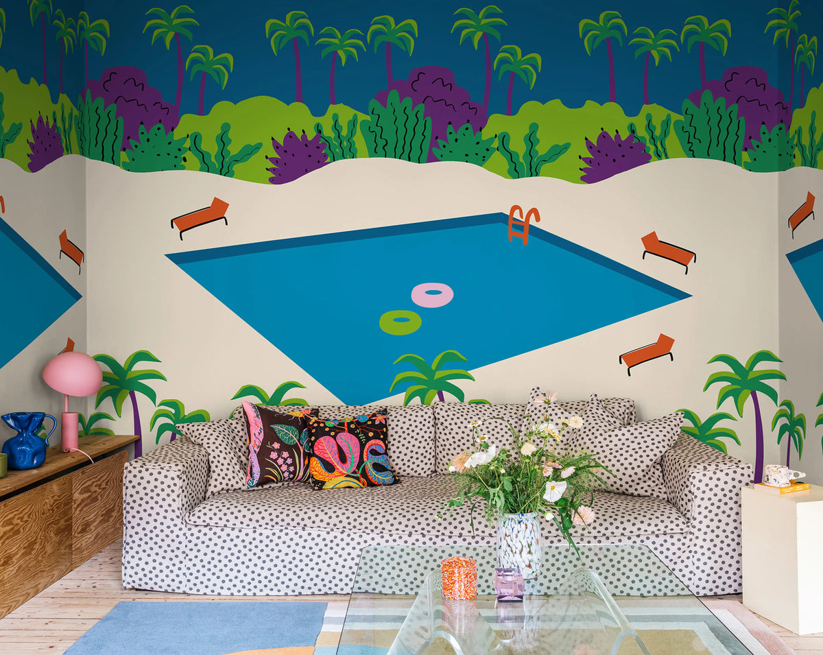 Florida, Blue Mural Wallpaper - room preview 02