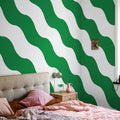 Polka Stripe, Green Mural Wallpaper - room preview 02