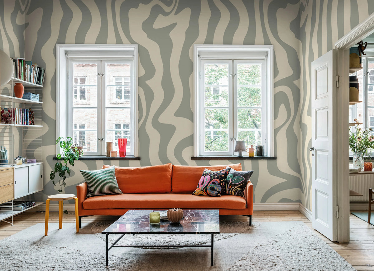 Dizzy, Gray Mural Wallpaper - room preview 02