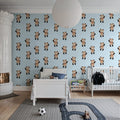 Hello Bear, Baby Blue Mural Wallpaper - room preview 02