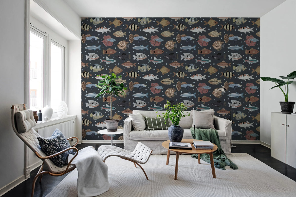 Fish Shoal, Night Mural Wallpaper - room preview 02