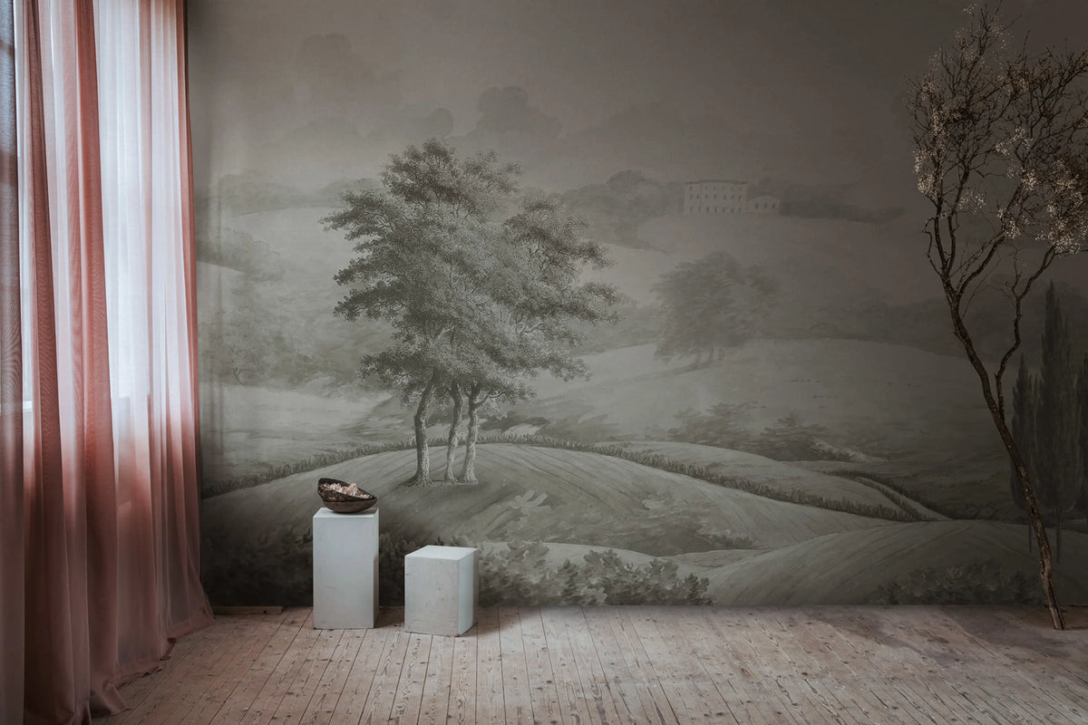 Hilltop House, Beige Mural Wallpaper - room preview 02