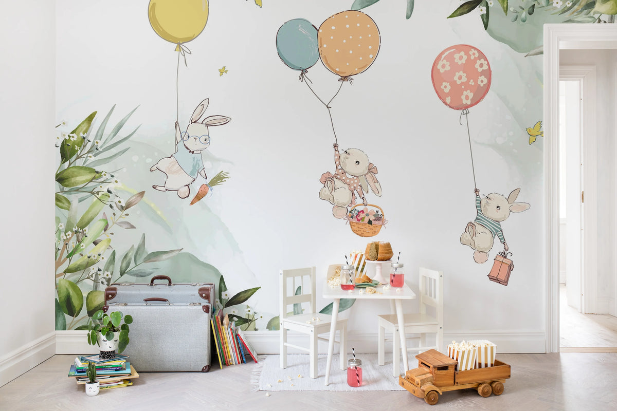 Balloon Adventure, Pastel Mural Wallpaper - room preview 02