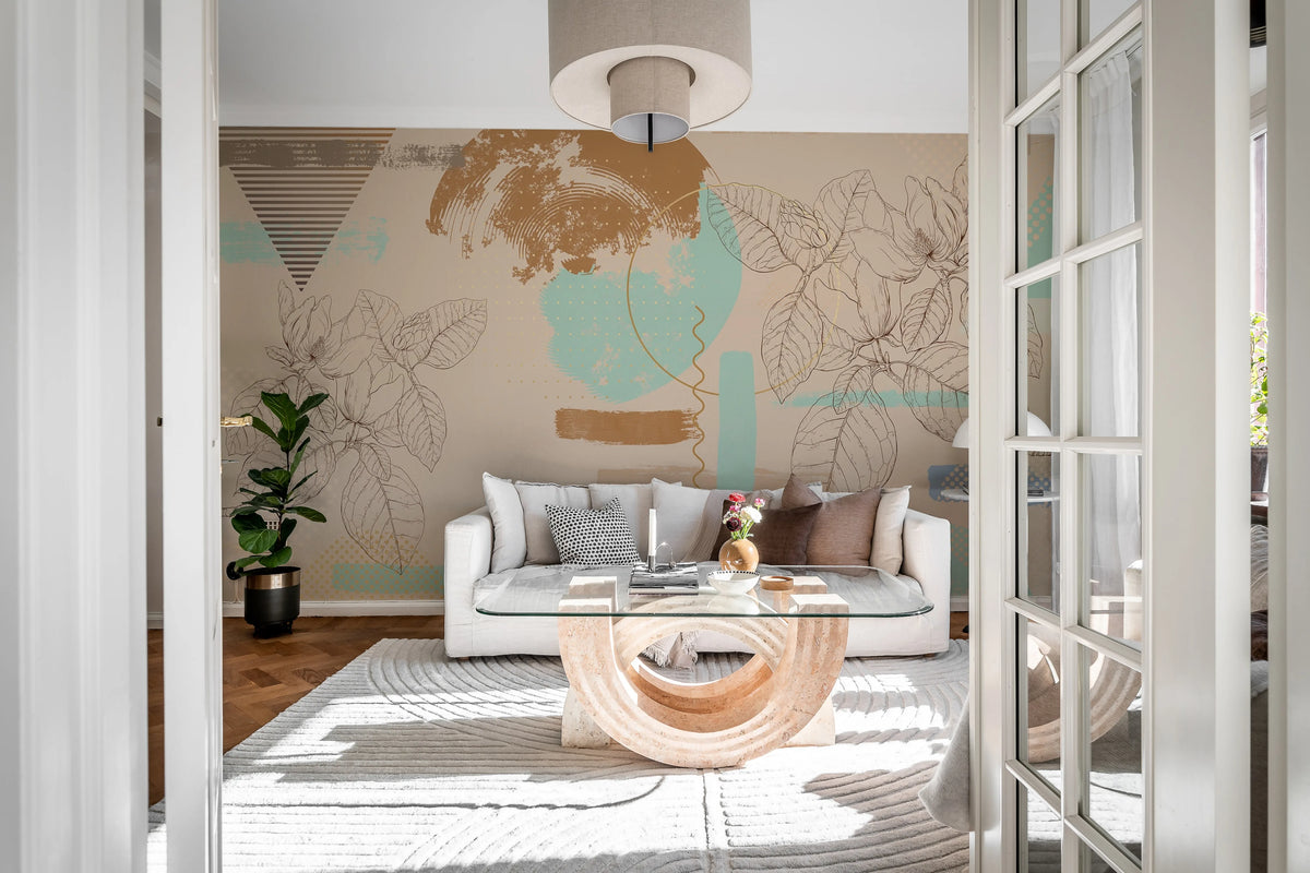 Abstract Retro, Pastel Mural Wallpaper - room preview 02