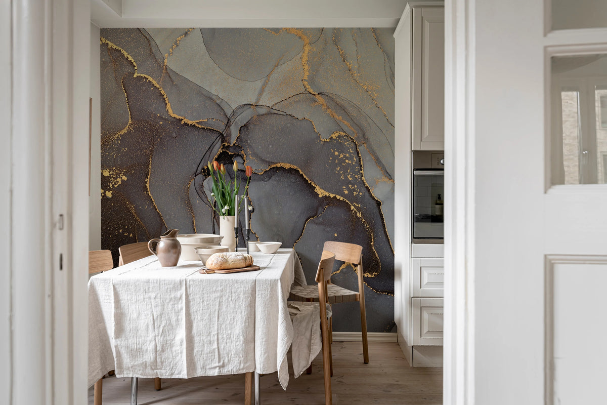 Onyx, Black Mural Wallpaper - room preview 02