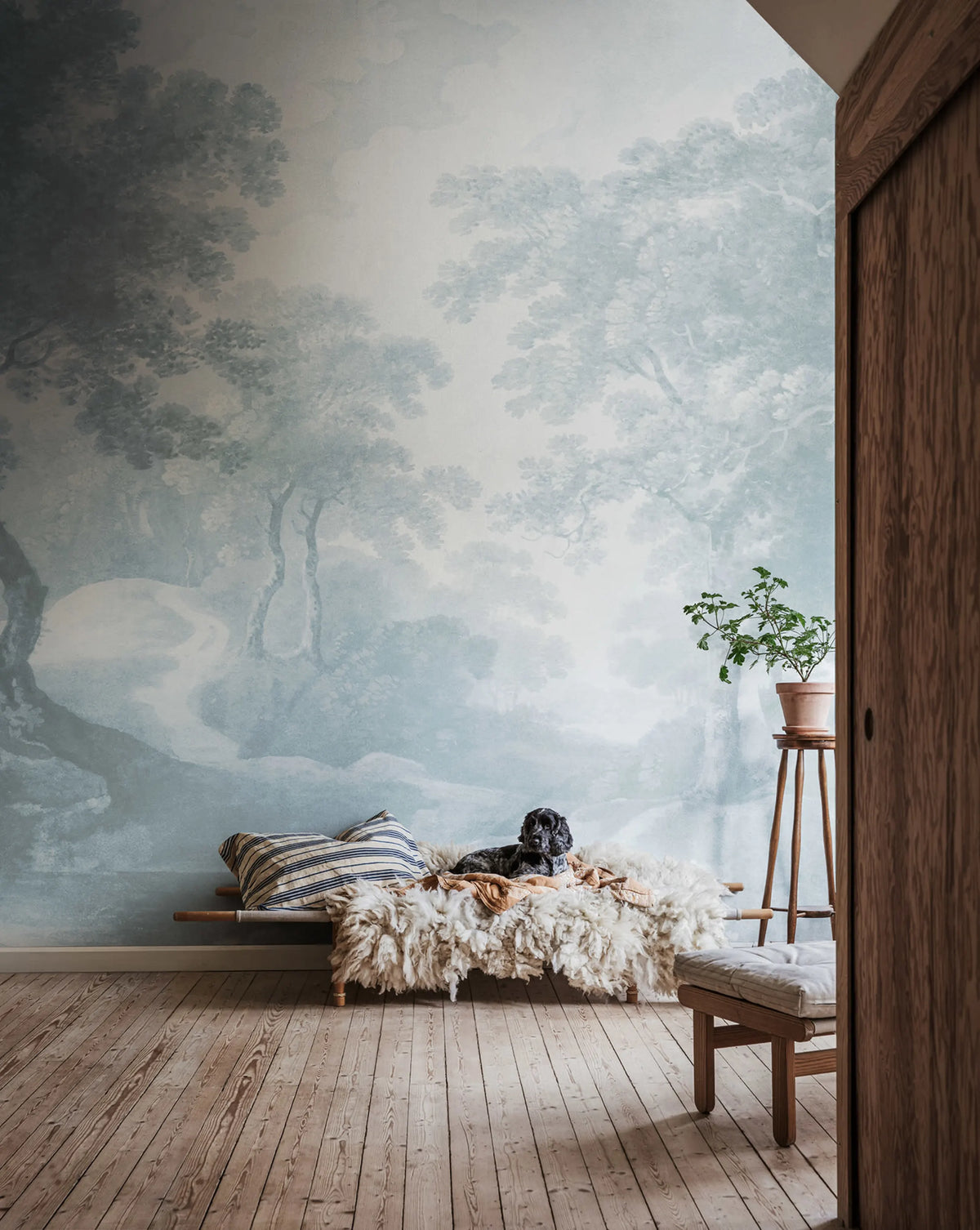 The Vintage Grove, Blue Mural Wallpaper - room preview 02