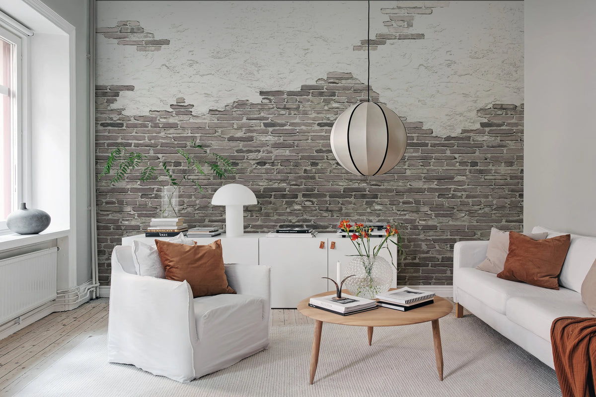 Ivory Bricks, Soft Mural Wallpaper - room preview 02