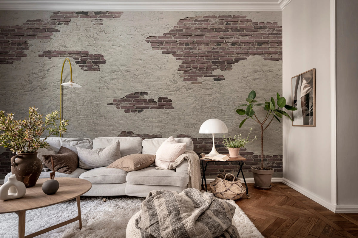 Ivory Bricks, Plaster Mural Wallpaper - room preview 02