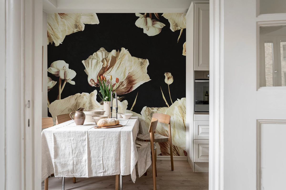 Dried Bouquet, Dark Mural Wallpaper - room preview 02