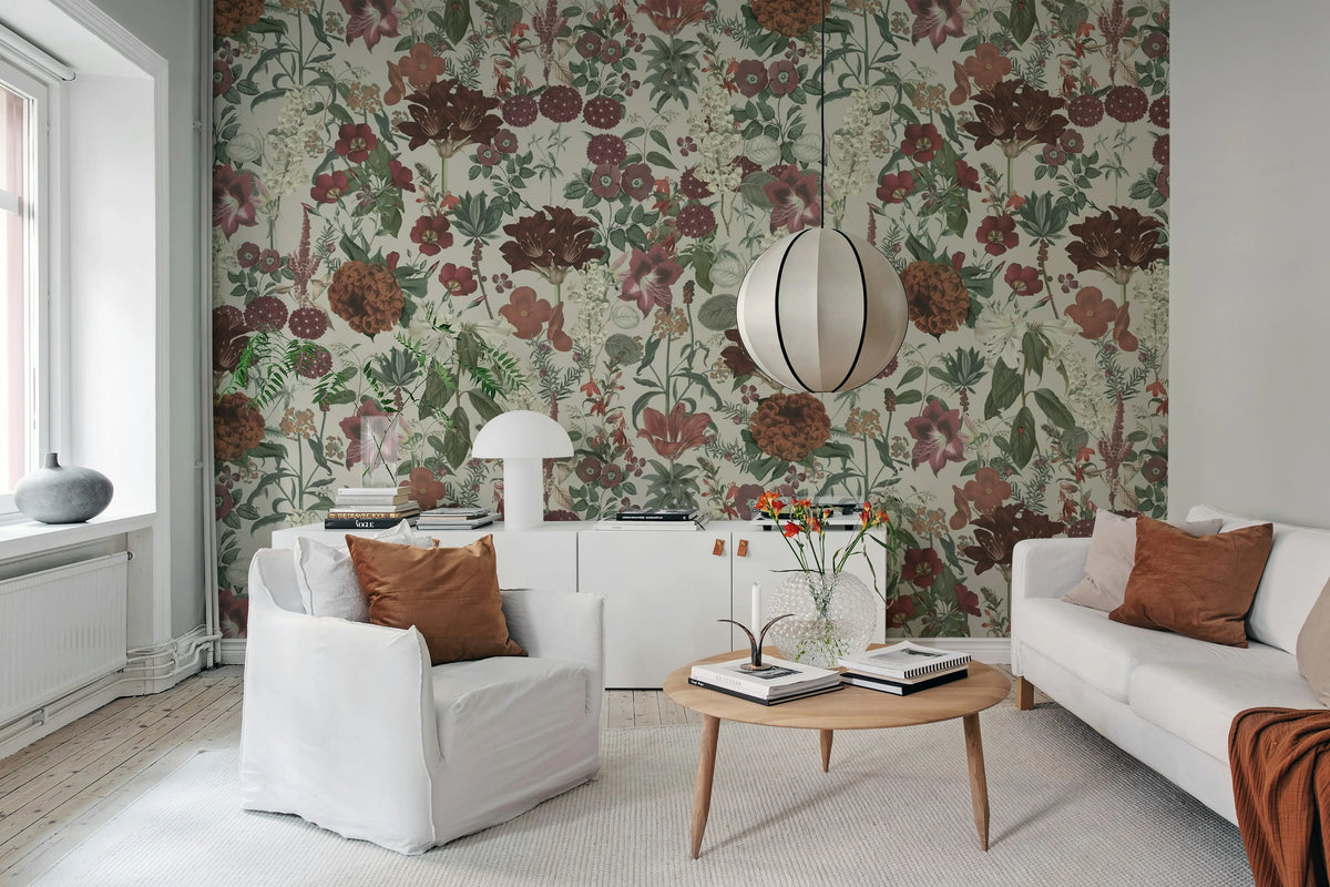 Wintergarden, White Mural Wallpaper - room preview 02