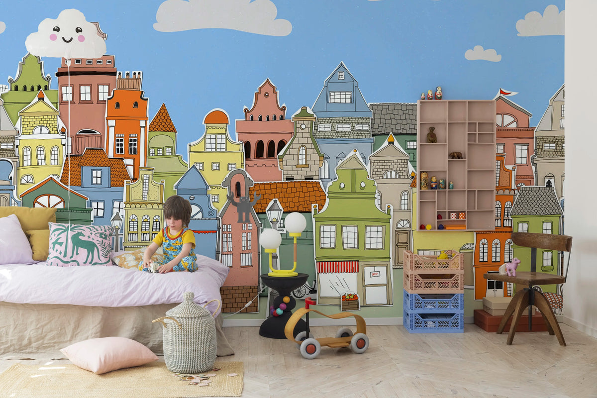 London Houses, Day Mural Wallpaper - room preview 02