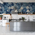 Mystic Water Lilies, Blue Mural Wallpaper - room preview 02