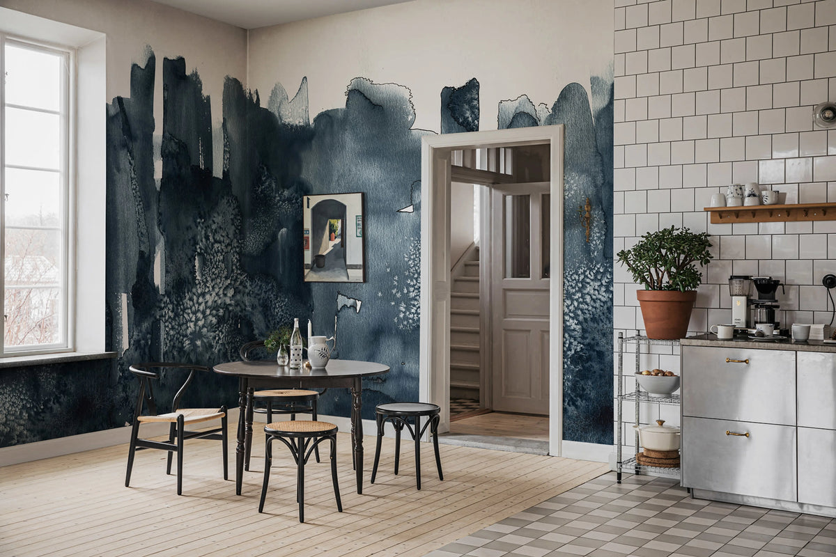 Watercolor City, Blue Mural Wallpaper - room preview 02