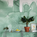 Watercolor City, Green Mural Wallpaper - room preview 02
