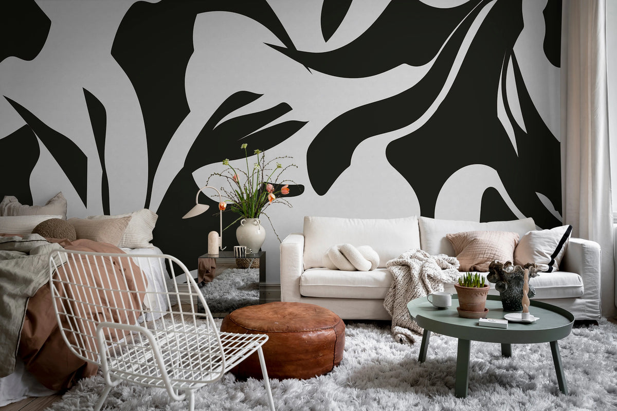 Contrast Art, Graphite Mural Wallpaper - room preview 02