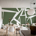 Bold Mosaic, Moss Green Mural Wallpaper - room preview 02