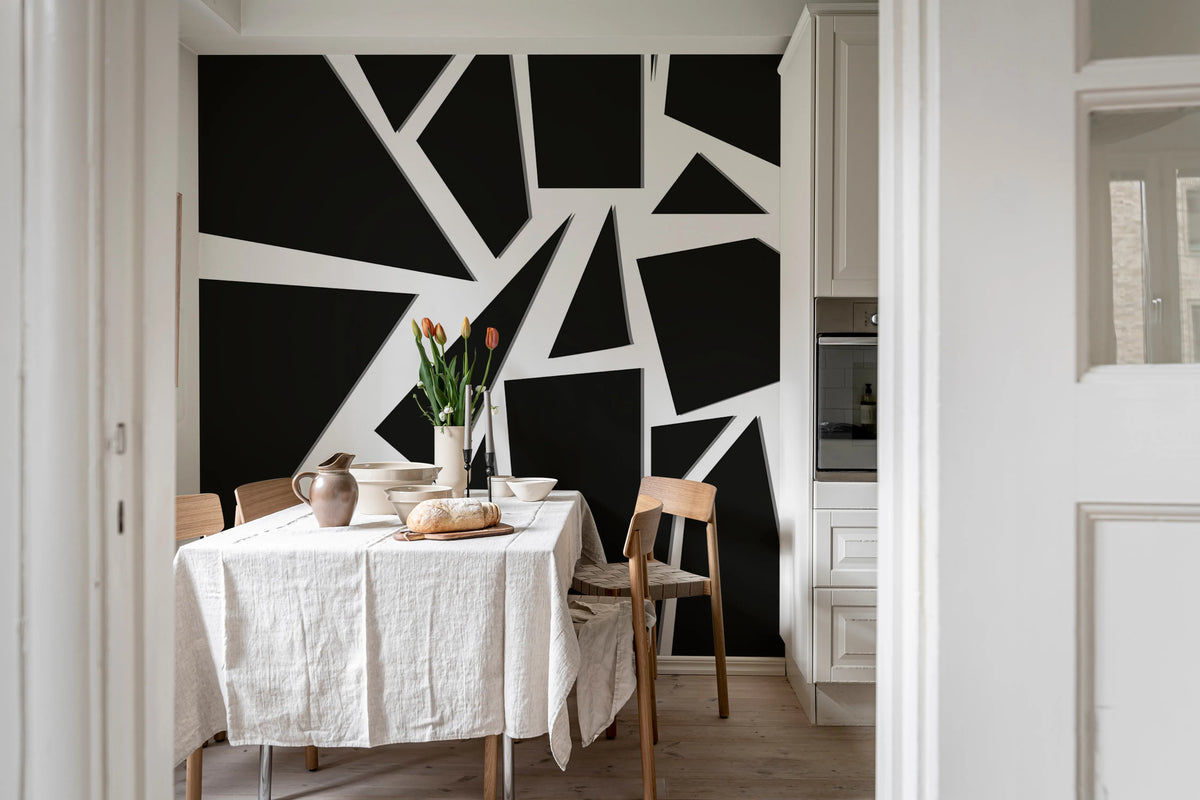 Bold Mosaic, Graphite Mural Wallpaper - room preview 02
