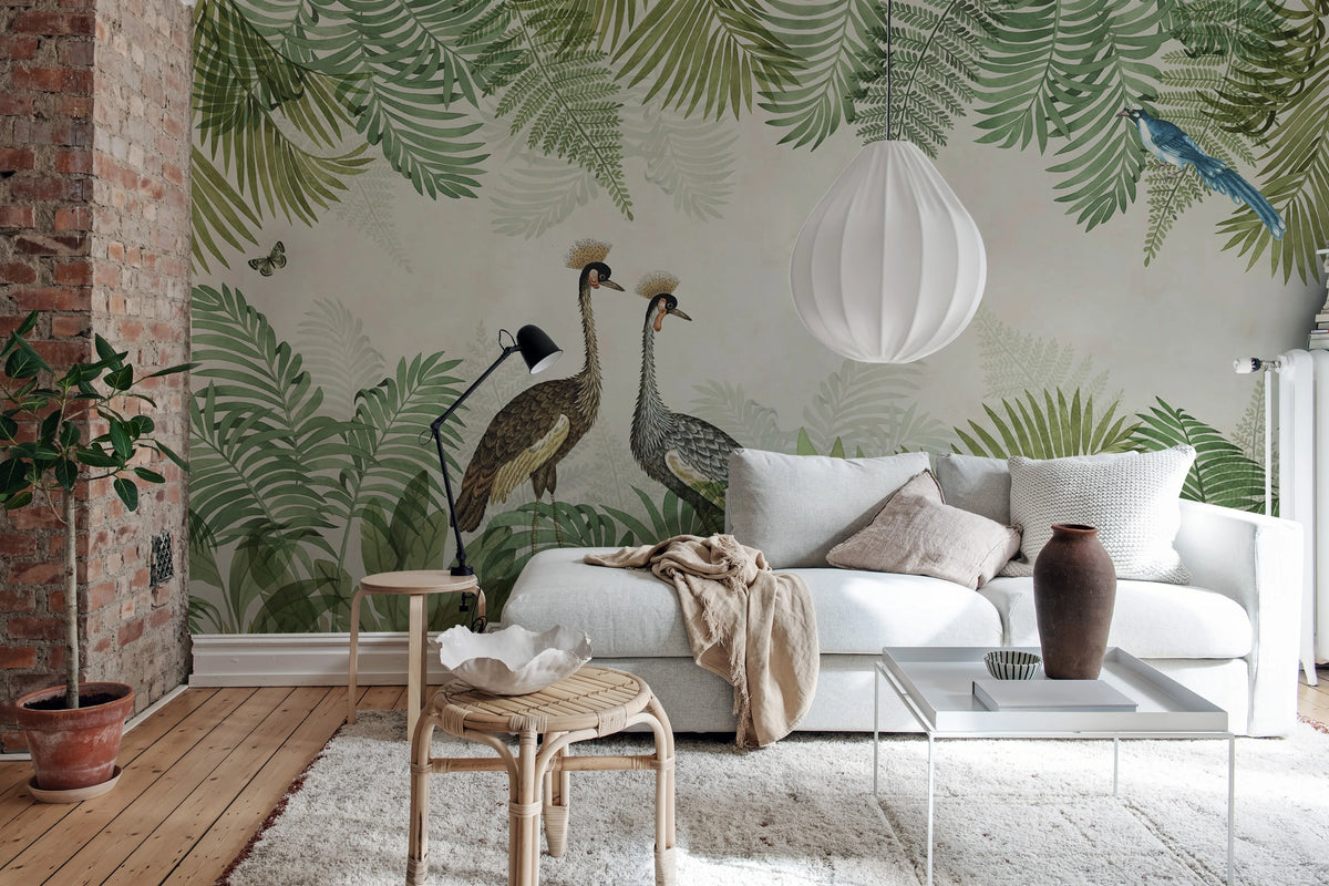 Palm Jungle, Crane Mural Wallpaper - room preview 02