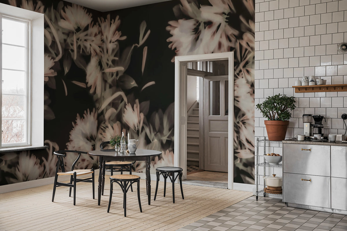 Blurry Honeysuckle, Dark Mural Wallpaper - room preview 02