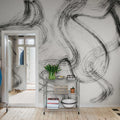 Blurry Stripes, Black & White Mural Wallpaper - room preview 02