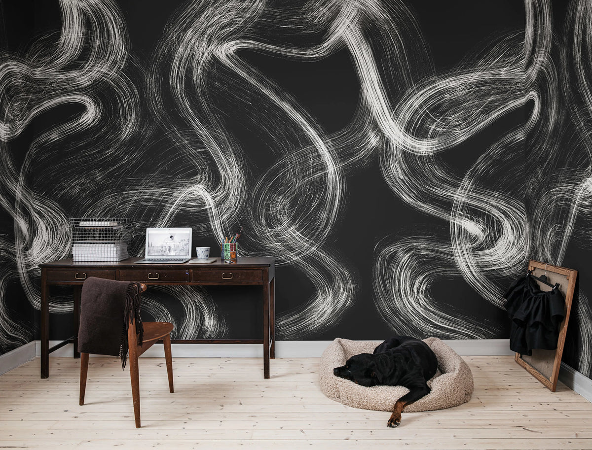 Blurry Stripes, Black Mural Wallpaper - room preview 02