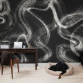 Blurry Stripes, Black Mural Wallpaper - room preview 02