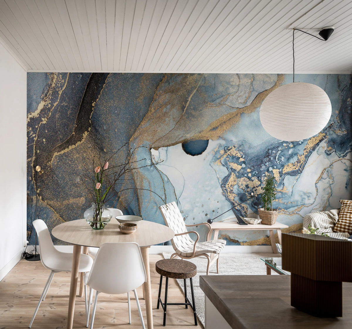 Agate Crystal, Blue Mural Wallpaper - room preview 02