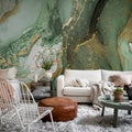 Agate Crystal, Green Mural Wallpaper - room preview 02
