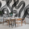 Ink Stripes, Black & White Mural Wallpaper - room preview 02