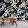 Ink Stripes, Black Mural Wallpaper - room preview 02