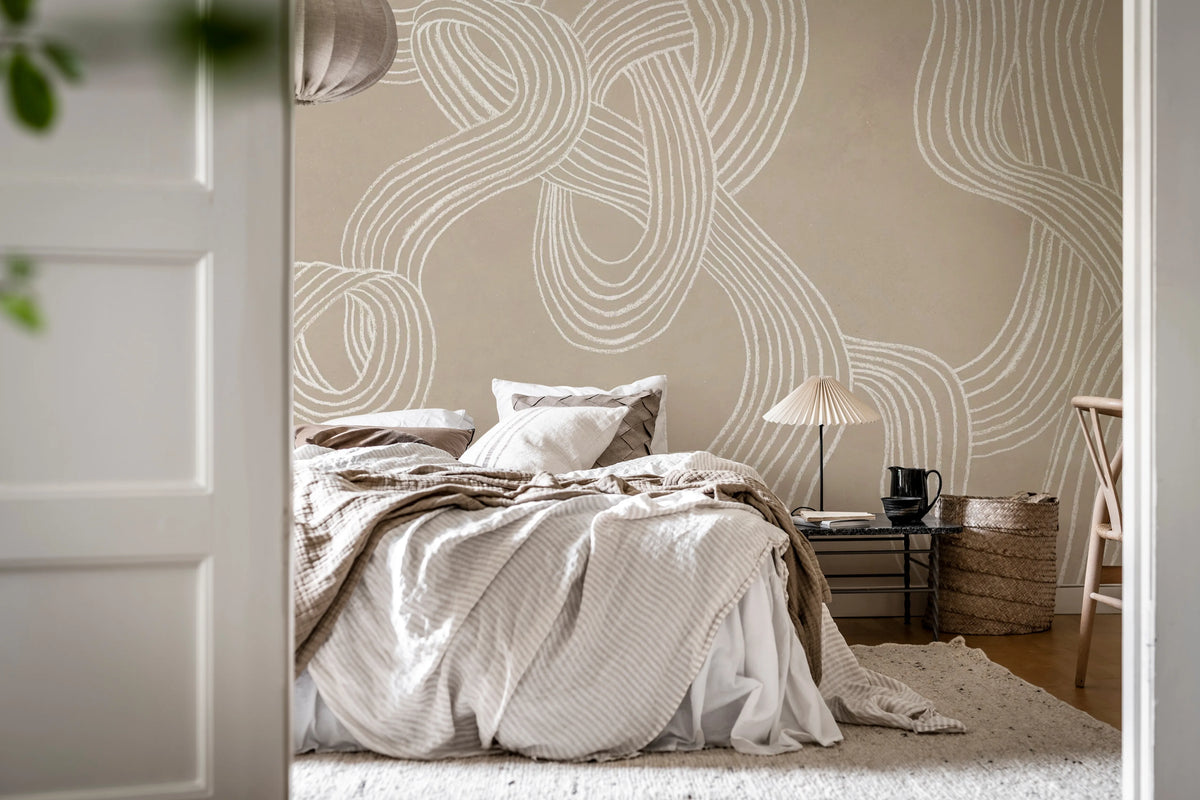 Stripes Repeatable, Beige Mural Wallpaper - room preview 02