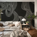 Stripes Repeatable, Black Mural Wallpaper - room preview 02