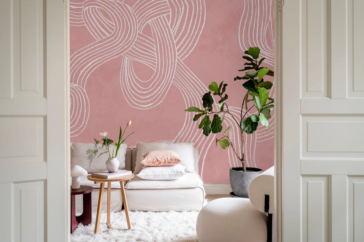 Stripes Repeatable, Pink Mural Wallpaper - room preview 02