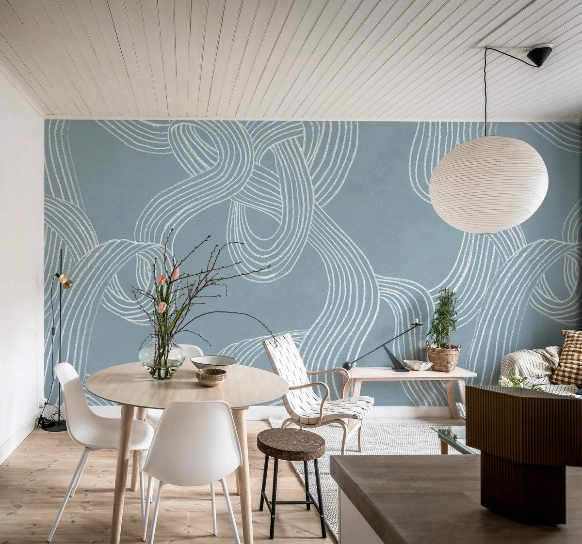 Stripes Repeatable, Blue Mural Wallpaper - room preview 02