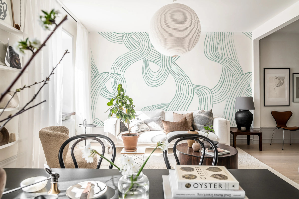 Stripes Repeatable, Mint Mural Wallpaper - room preview 02