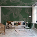 Stripes Repeatable, Green Mural Wallpaper - room preview 02