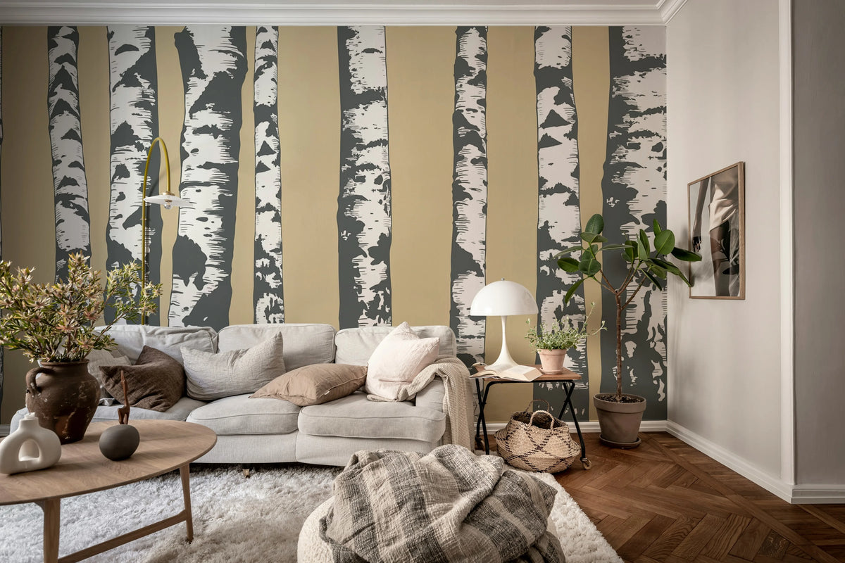Birch Grove, Beige Mural Wallpaper - room preview 02