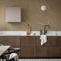 Topographic, Beige Mural Wallpaper - room preview 02