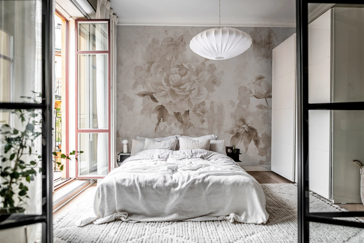 Rose Garden, Gray Mural Wallpaper - room preview 02