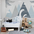 Dinosaur Mountain, Baby Blue Mural Wallpaper - room preview 02
