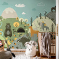 Forest Wildlife, Colorful Mural Wallpaper - room preview 02